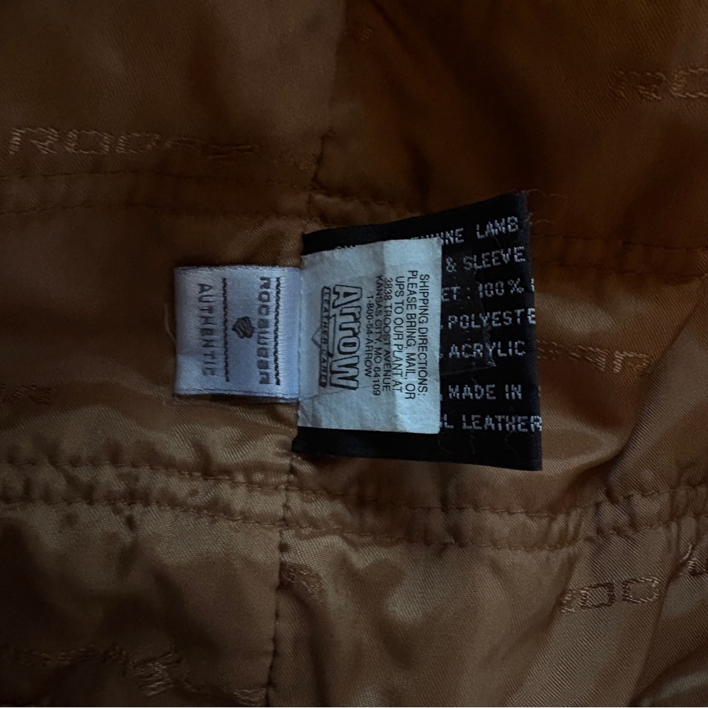 Men’s pre-owned Vintage Tan Rocawear Lamb’s Leather Bomber Coat - Picture 5 of 16